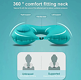 Подушка Рогалик для шиї для подорожей літака Зелена надувна з насосом портативна круглий валик U-подібна, фото 6