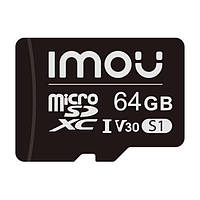 Карта памяти MicroSD Imou 64Гб ST2-64-S1 быстрая флешка для видеонаблюдения и хранения данных