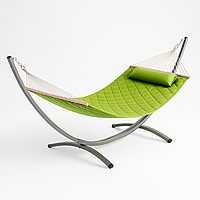 Гамак двомісний підвісний садовий з сталевим каркасом WCG SOFT XXL 200x140 см для відпочинку в саду Зелений
