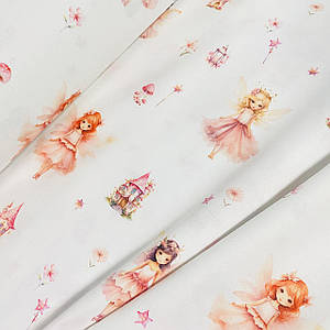 Ранфорс DIGITAL з цифровим друком 3D дівчатка-феї на білому (ТУРЦІЯ шир. 2,4 м) (R-F-0847)