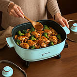 Каструля з антипригарним покриттям від мережі Hoffmans Electronics HM-3030 Електрокаструля з кришкою 6 л Блакитна, фото 8