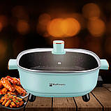 Каструля з антипригарним покриттям від мережі Hoffmans Electronics HM-3030 Електрокаструля з кришкою 6 л Блакитна, фото 2