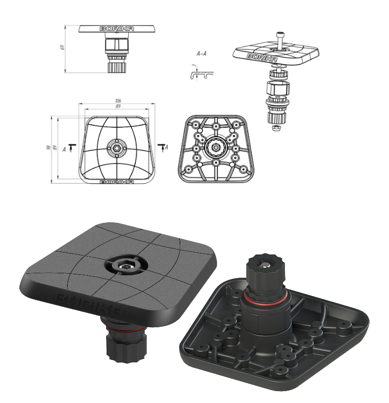 Майданчик для установки ехолота та іншого обладнання з поворотним механізмом FASTen Sl223 100х100мм, фото 1