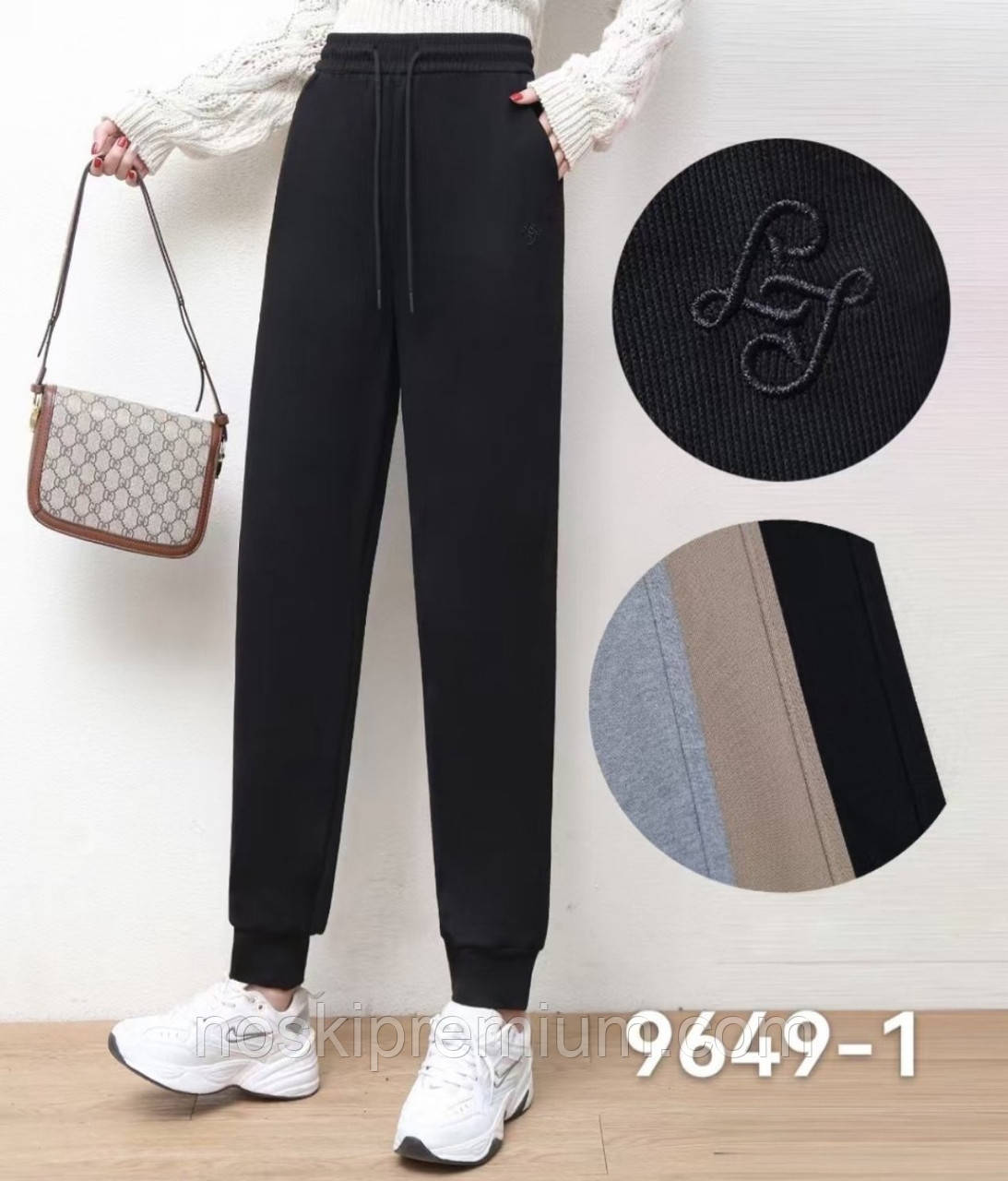 Джогери жіночі бавовна рубчик Kenalin, розміри XL-5XL, асорті, 9649-1, фото 1