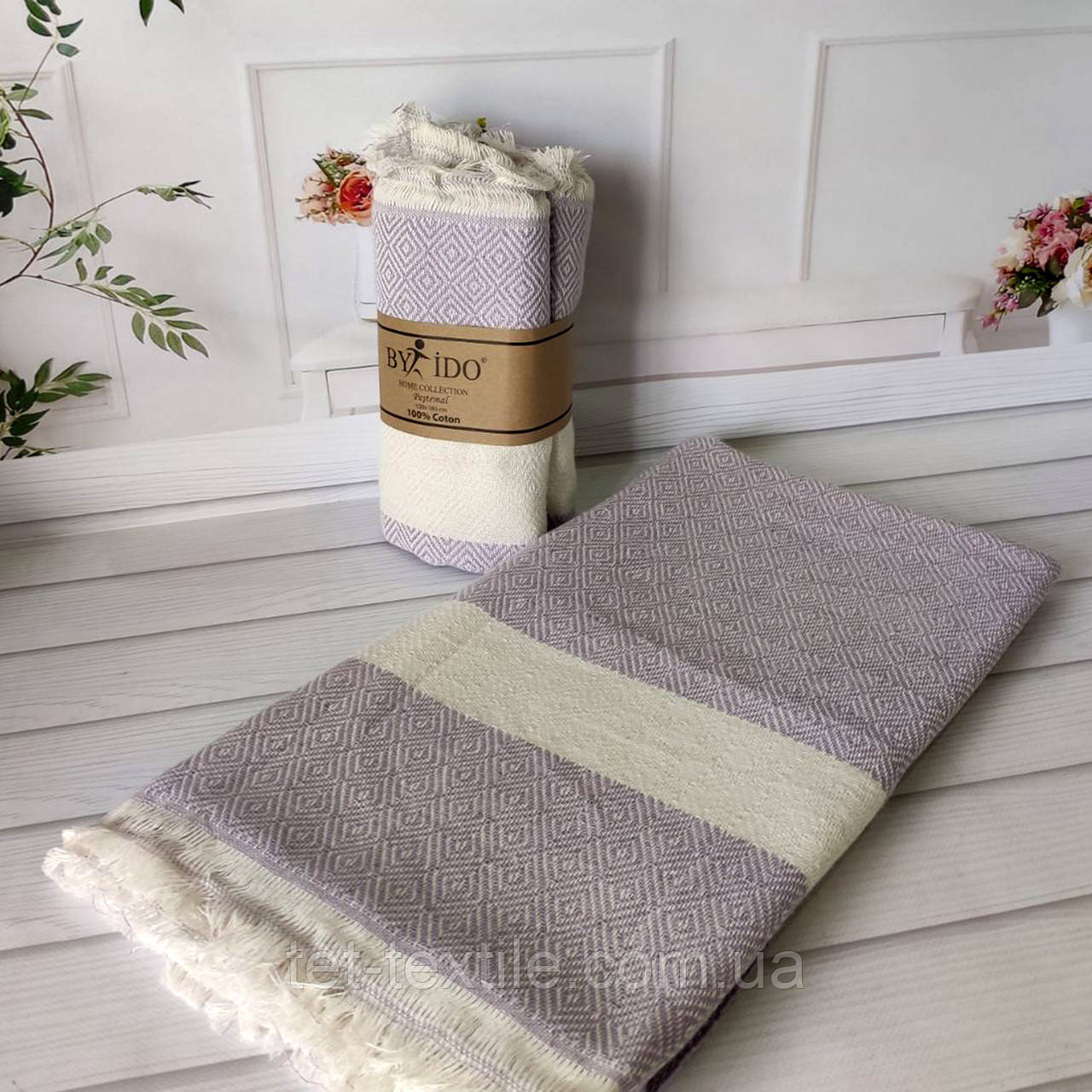 Пляжний-банний рушник Пештемаль 100х180см сiрий