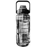 Спортивна пляшка для води 2 літри з трубочкою і ручкою/пластикова пляшка 9351, фото 3