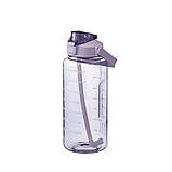 Спортивна пляшка для води 2 літри з трубочкою і ручкою/пластикова пляшка 9351, фото 4