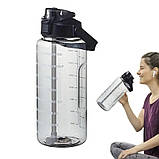 Спортивна пляшка для води 2 літри з трубочкою і ручкою/пластикова пляшка 9351, фото 5