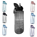 Спортивна пляшка для води 2 літри з трубочкою і ручкою/пластикова пляшка 9351, фото 7