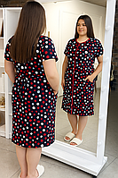 Халат жіночий на блискавці в горошок літні квіти батал кулер 52-62р