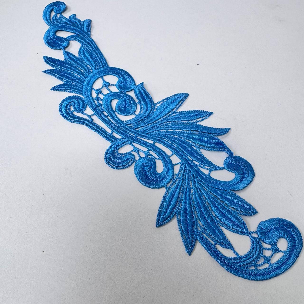 Мереживний фрагмент 28х9 см, бірюза   1 шт.