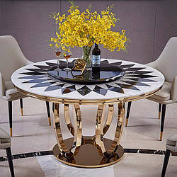 Мармуровий стіл круглий з поворотною платформою. Модель RD-1032