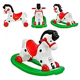 🧡Дитячий Кінь гойдалка на колесах KINDER WAY арт. 11-081 Каталка-качалка Конячка, Білий, фото 4