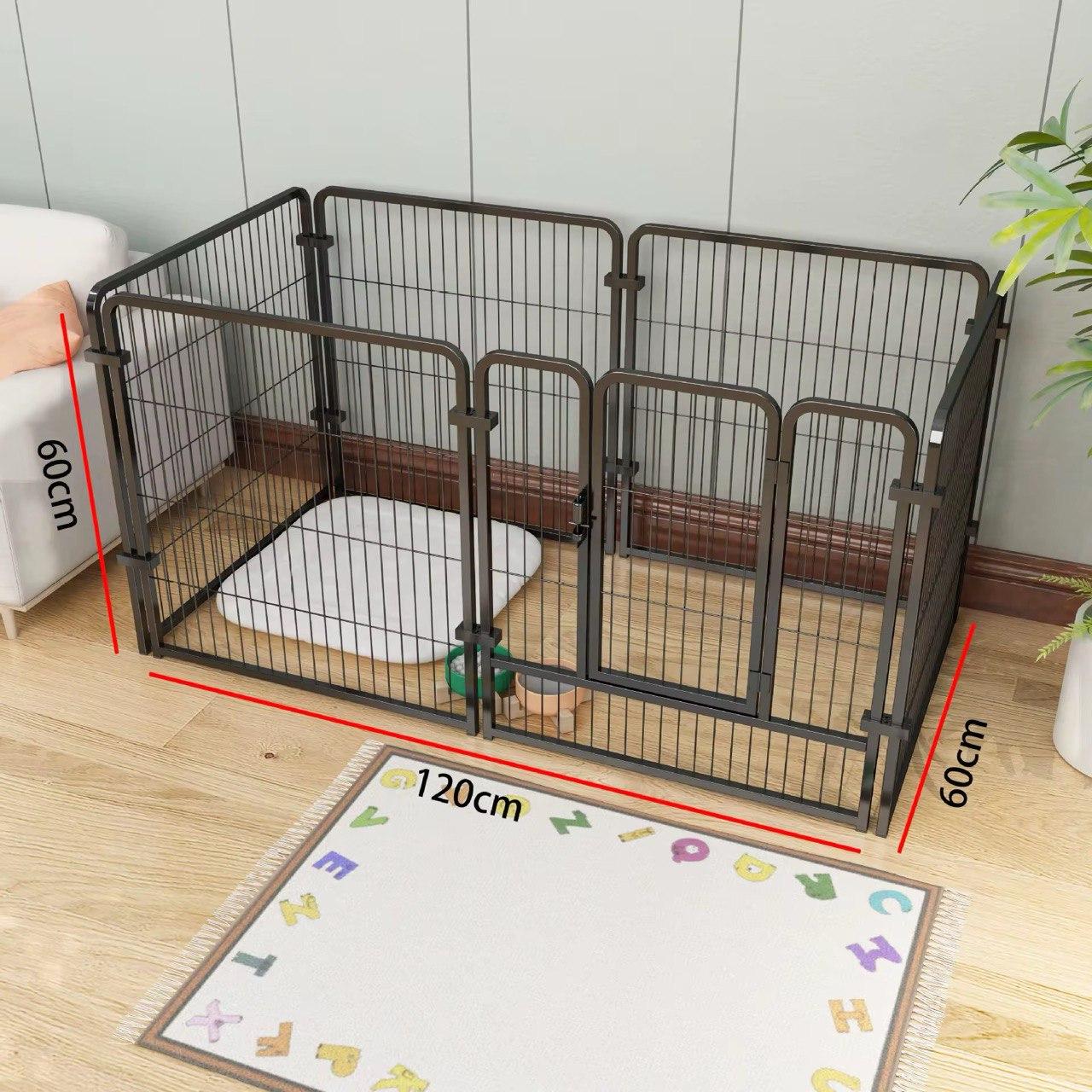 Металевий манеж вольєр для цуценят Springos 120 x 60 x 60 см Чорний, фото 1