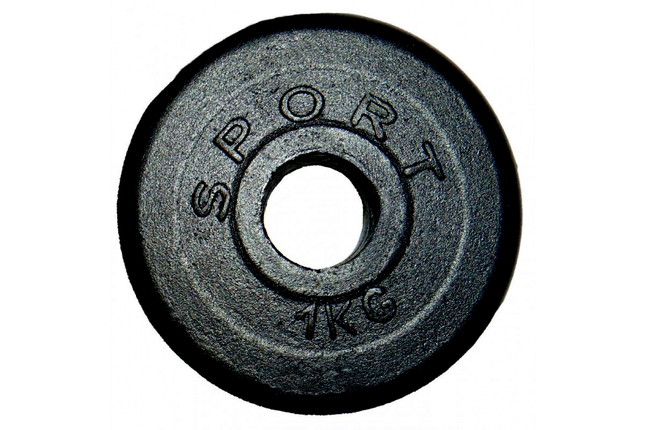 Блін для гантелі металевий диск сталевий для гантелі блін на гантель GoodLift 1 кг діаметр 28 мм чорний, фото 2