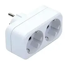 Двійник DE-PA із заземленням білий 16А