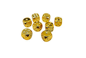 Кубики для ігор акрилові 16х16мм колір золото