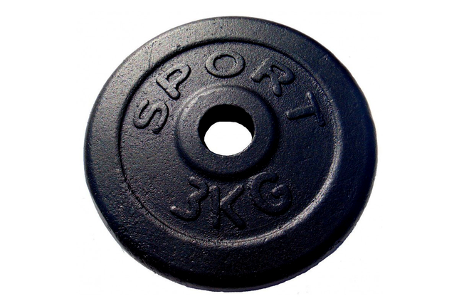 Блін для гантелі металевий диск сталевий для гантелі блін на гантель GoodLift 3 кг діаметр 28 мм чорний, фото 2