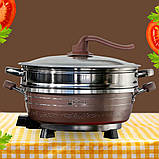 Електрична каструля скороварка подвійна 8л Hoffmans Electronics HM-3031 Каструля пароварка рисоварка 1500W, фото 2