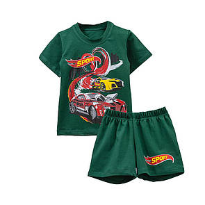 Літній дитячій комплект для хлопчика футболка+шорти з принтом Sport стрейч-кулір