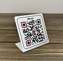 Металева табличка срыбло сатин з QR-кодом на підставці 2