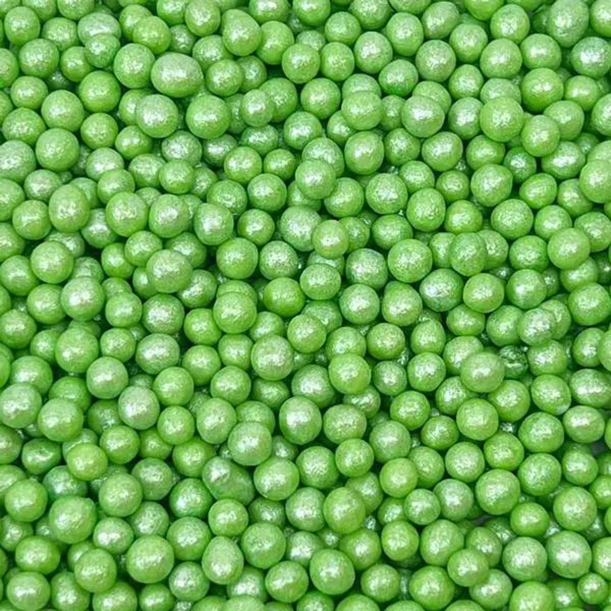 Посипка рисові кульки глазуровані салатові перпамутрові D=5 мм 50g, фото 1