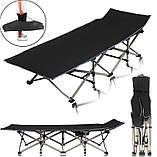Портативне односпальне складне ліжко-розкладачка 190×68см Чорне, фото 2