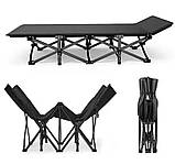 Портативне односпальне складне ліжко-розкладачка 190×68см Чорне, фото 3