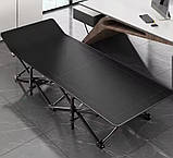 Портативне односпальне складне ліжко-розкладачка 190×68см Чорне, фото 5