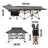 Портативне односпальне складне ліжко-розкладачка 190×68см Чорне, фото 7