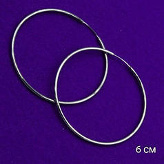 Сережки-кільця 6 см сріблястого кольору модні жіночі гладенькі  позолото 18k Xuping G-35