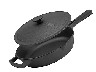 Сковорідка чавунна BRIZOLL 260 мм кругла з ручками та кришкою M2660P-1