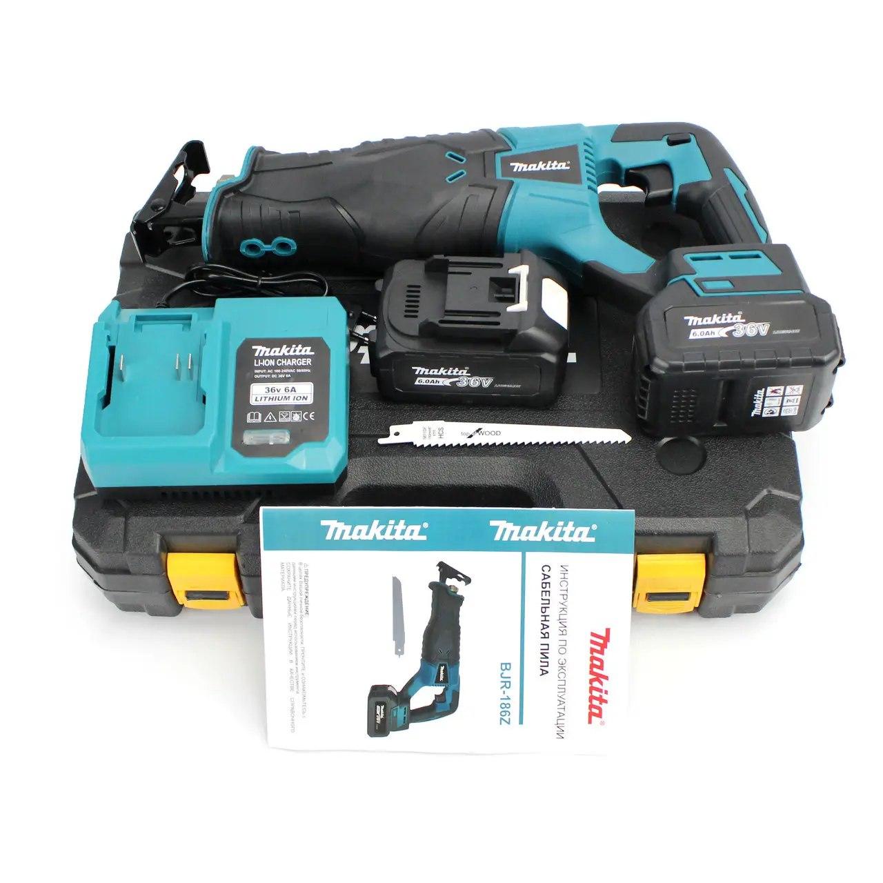Акумуляторна шабельна пила Makita BJR186Z, 36V 6.0 Ah, АКБ шабельна пила Макіта, потужна, фото 1
