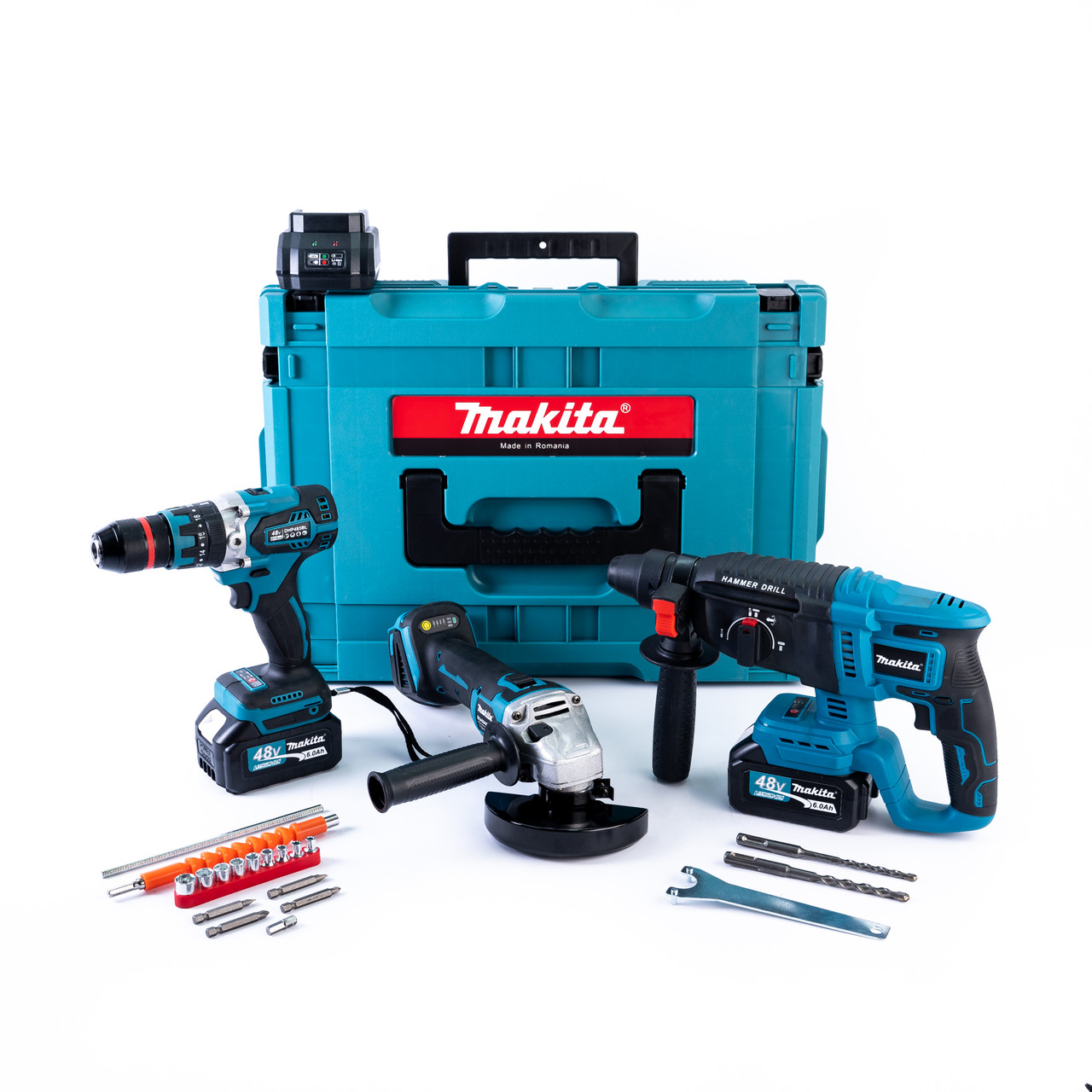 Безщітковий акумуляторний набір Makita 3в1 48V Шуруповерт +перфоратор +Болгарка, фото 1