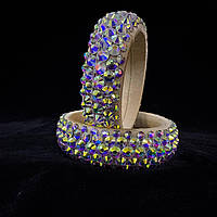 Браслет танцювальний на бежевії основі зі стразами Crystal AB , 1 шт.