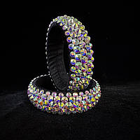 Браслет танцювальний на чорній основі, зі стразами Crystal AB 1 шт.