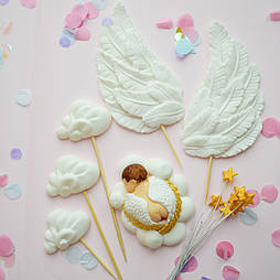 Набір цукрового декору для торту Slado "Крилаті сни (хрещення)" 13 елементів