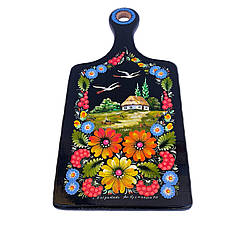 Дошка сувенірна Петриківський розпис "Лелеки над будинком" 34*16,5 см., гарний подарунок в подарочній коробкі