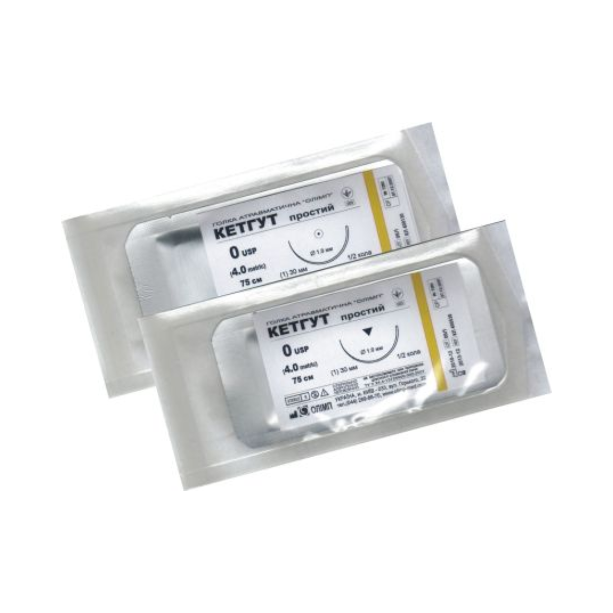 Шовний матеріал (кетгут простий) 3/0 ріжучий ОЛІМП, фото 1