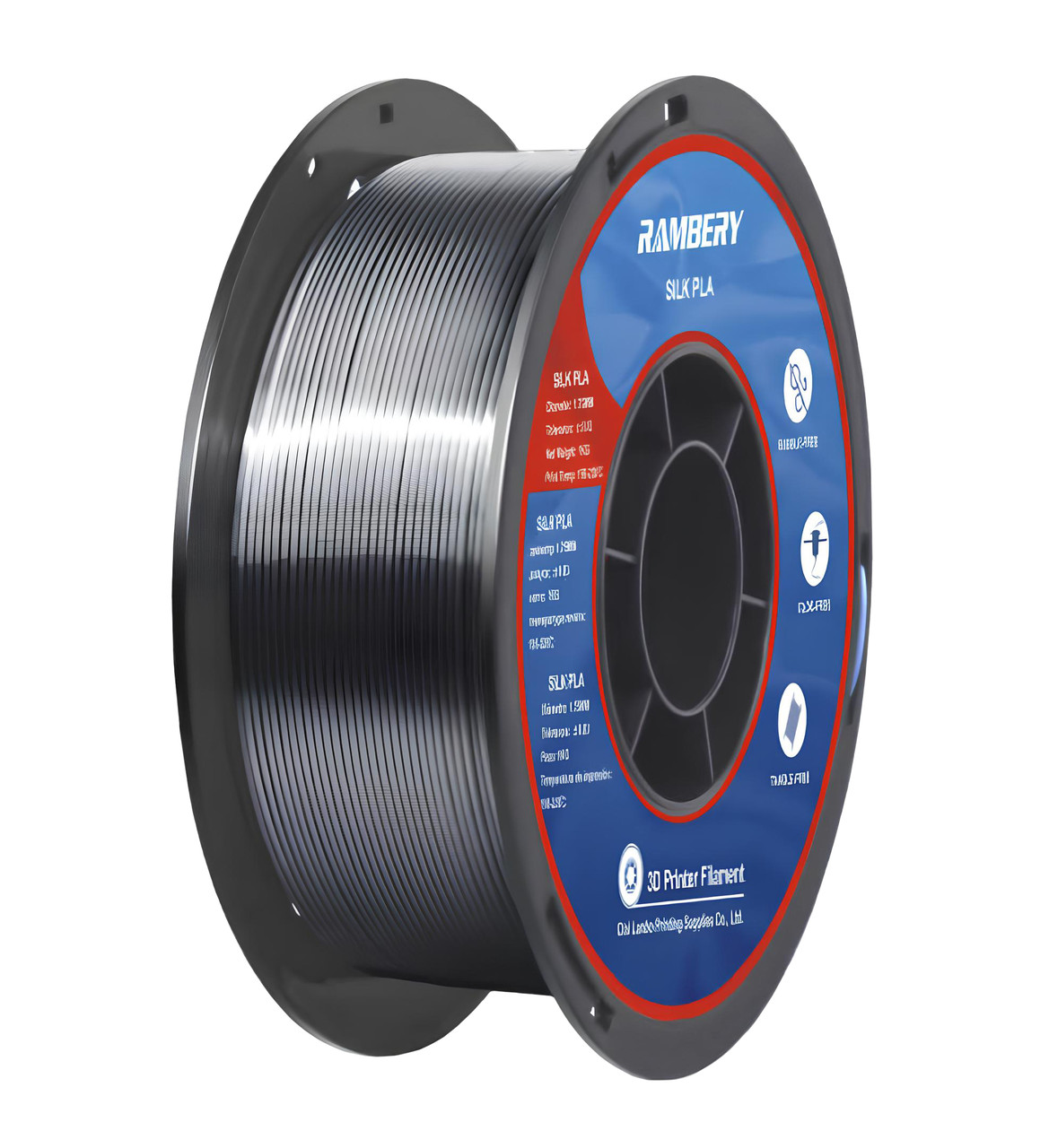 Пластикова нитка PLA, 1.75 мм, 1 кг шовковий чорно-сірий (Silk Black Grey)