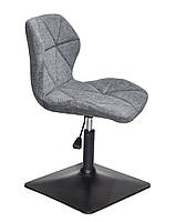 Стілець Torino 4-BK-Base текстиль сірий BRO-18, на чорній квадратній опорі з регулюванням висоти сидіння, фото 2