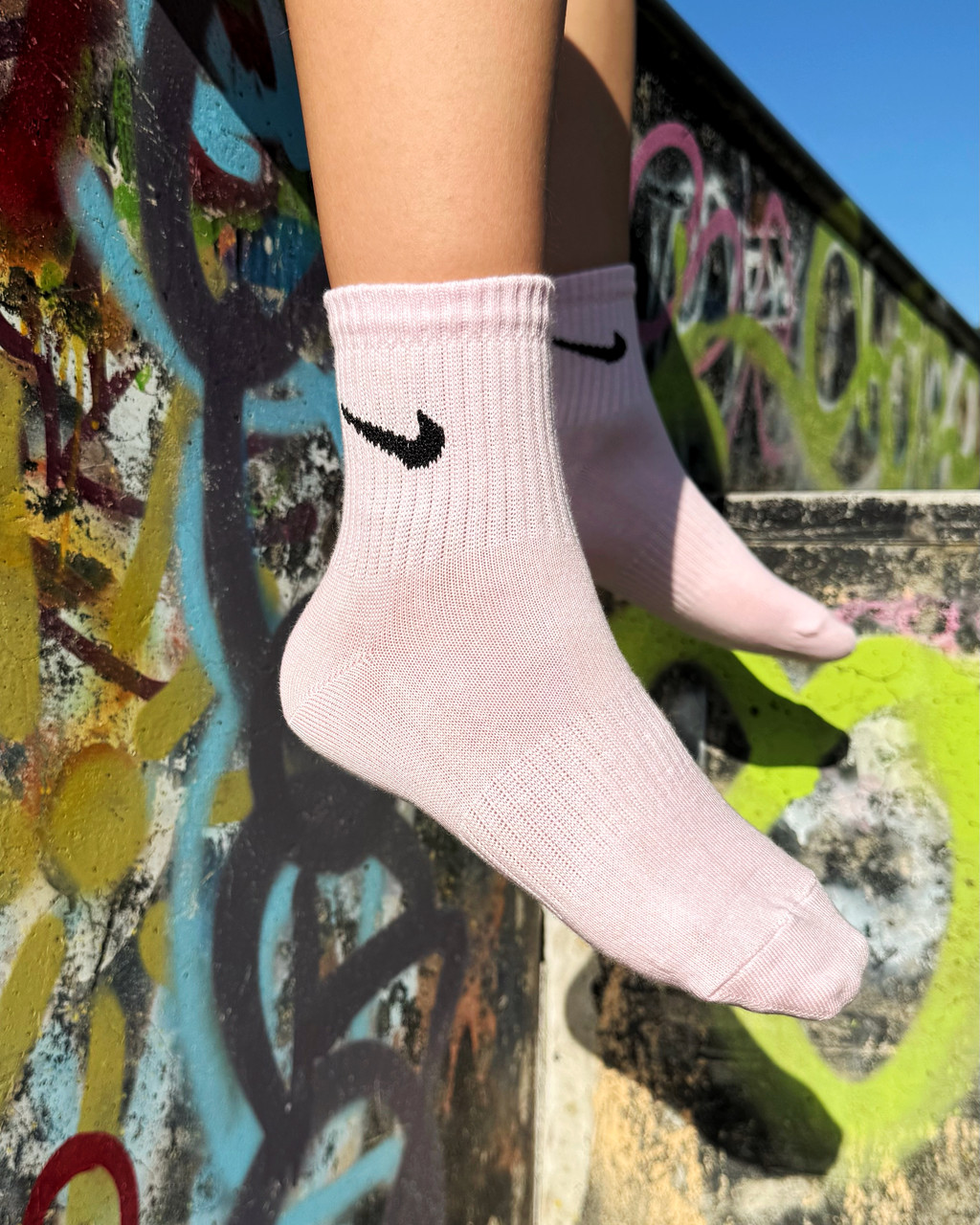 12 пар Бавовна Високі жіночі Шкарпетки Nike / найк - Рожеві
