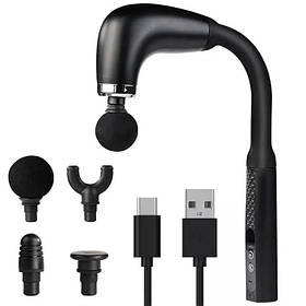 Вібромасажер для м'язів Maxtop MP-930 акумуляторний з 4 насадками Black (3_06732)