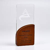 Прямокутна нагорода з дерева і пластику 110х250х35 мм