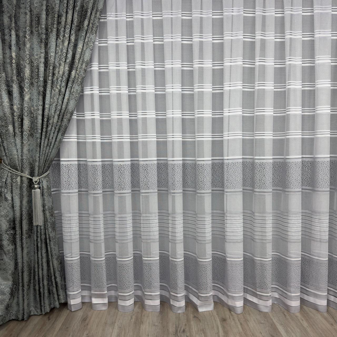 Гардина жаккард 17834 біло-сірий на відріз