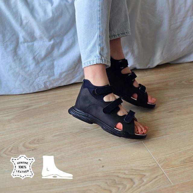 Дитячі підліткові ортопедичні босоніжки на липучках з натуральної шкіри 40 розмір, фото 1