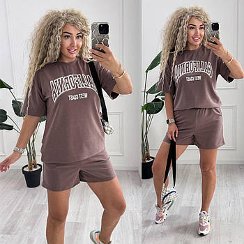 Жіночий літній спортивний костюм футболка і шорти (Норма та напівбатал)