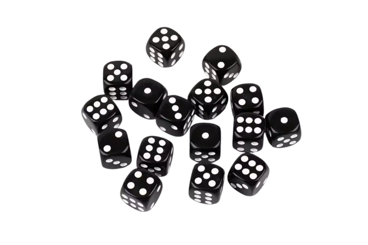 Кубики для ігор акрилові 12х12мм чорні, фото 1