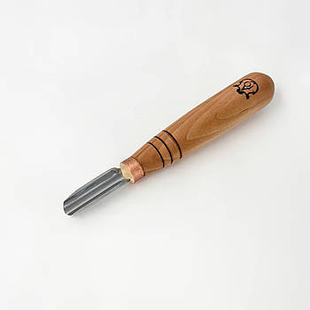 Коротка напівкругла скошена стамеска 10мм Адольфа Юр'єва для геометричного і гуцульського різьблення