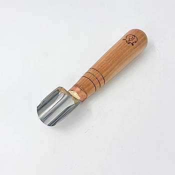 Коротка напівкругла скошена стамеска 25мм Адольфа Юр'єва для геометричного різьблення